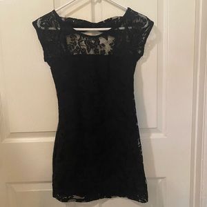 Black lace short dress